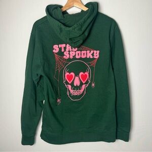 Girl Tribe Co Women’s Spooky Halloween Pullover Hoodie Sweatshirt Green Small